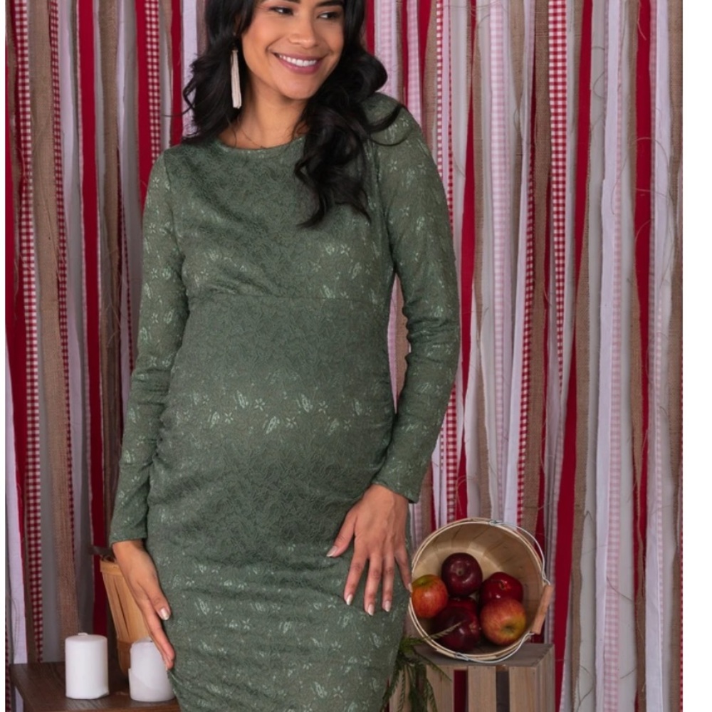 Olive green maternity dress by pink blush